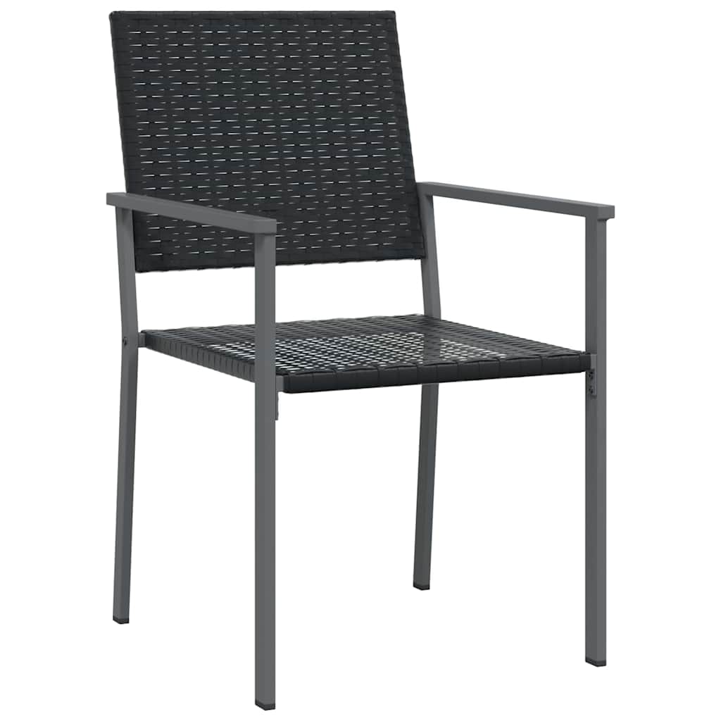 Garden Dining Set 3 pcs Black PE Rattan