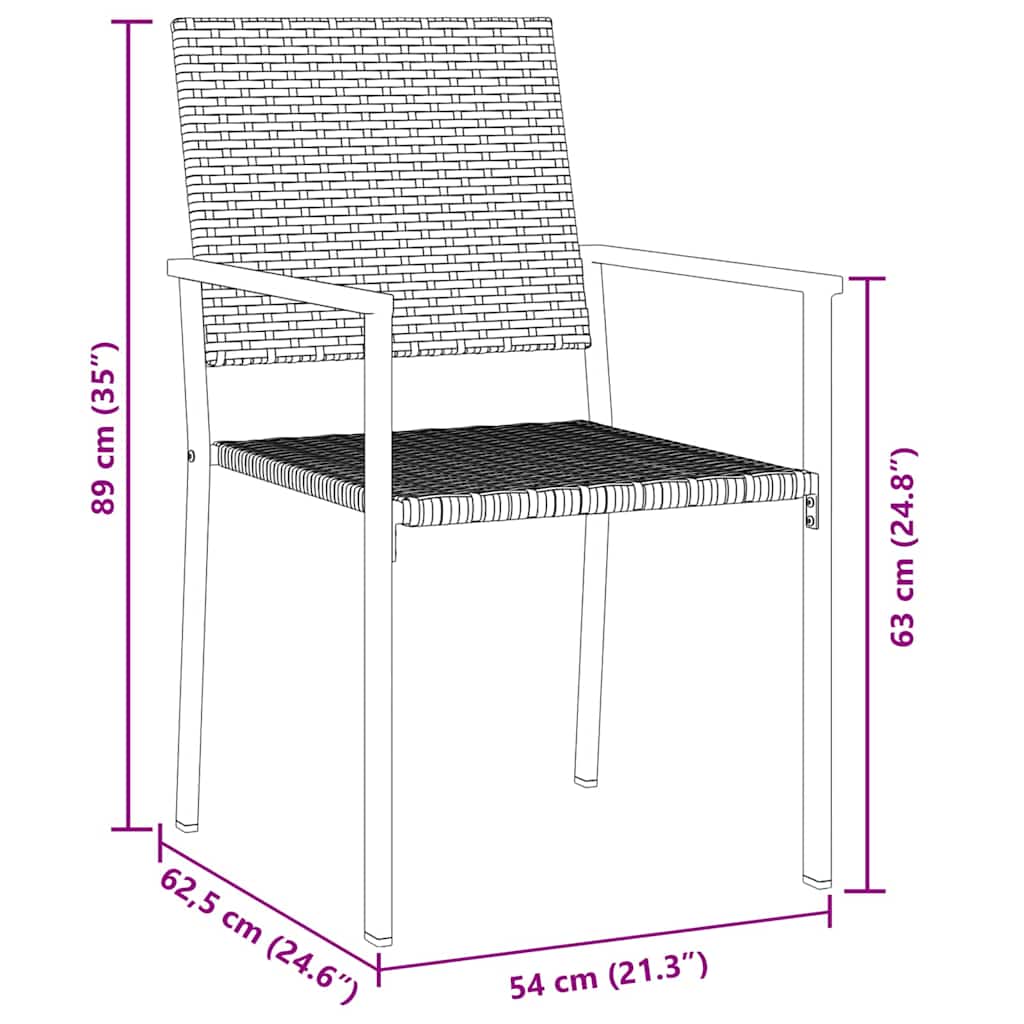 Garden Dining Set 3 pcs Black PE Rattan