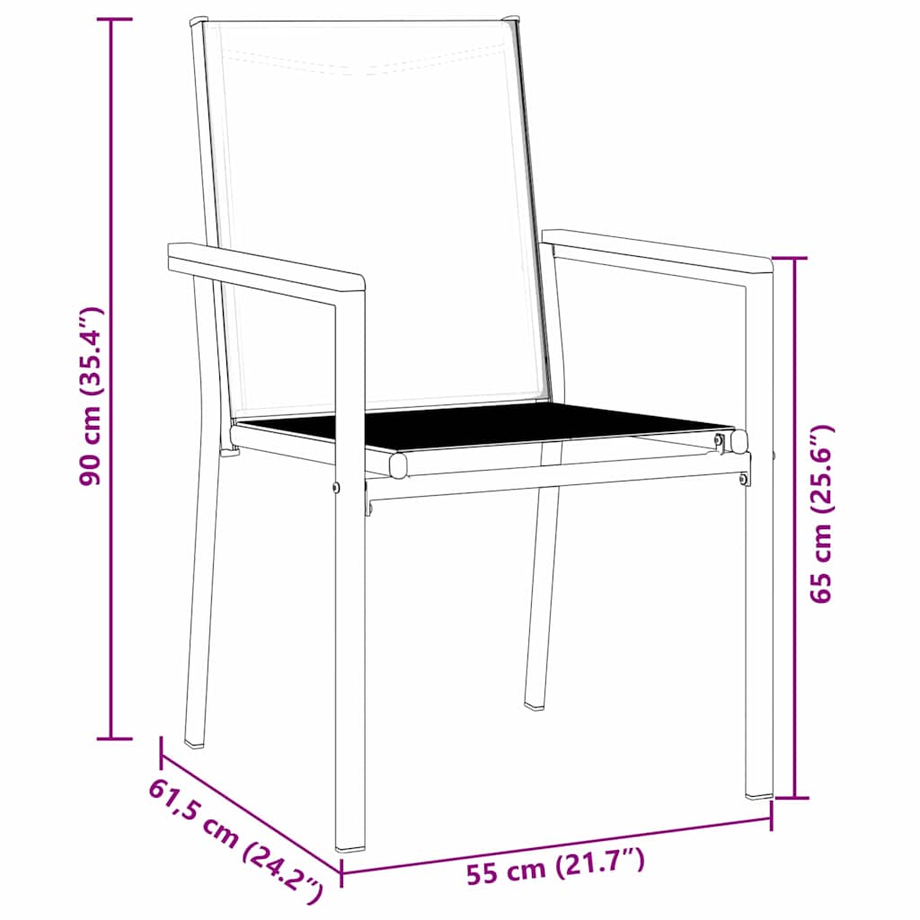 Garden Dining Set 3 pcs Black Powder-coated Steel