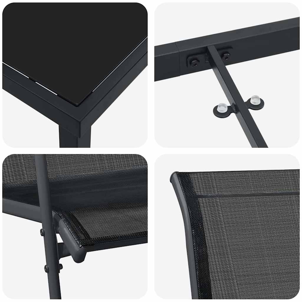 Garden Dining Set 3 pcs Black Powder-Coated Steel