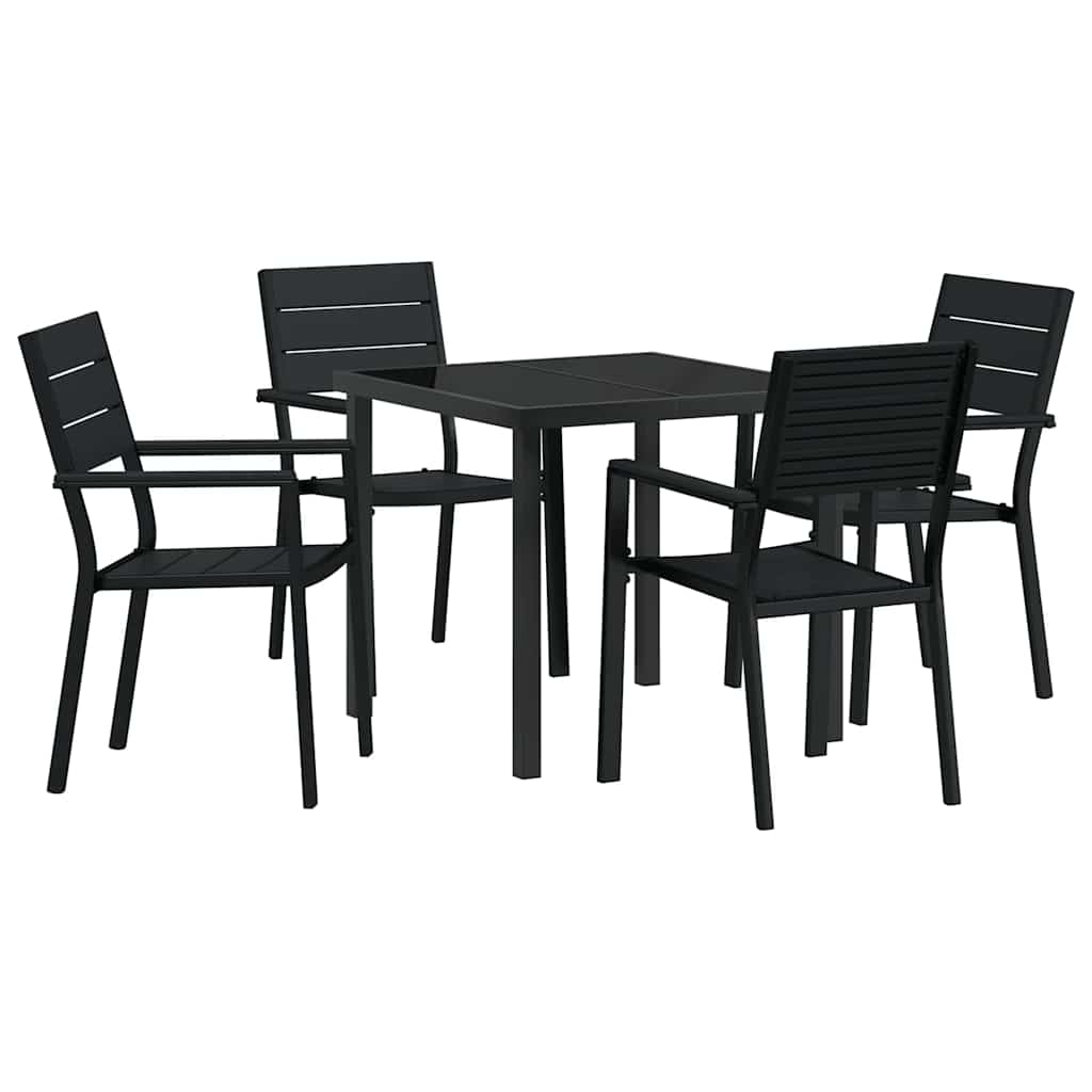 Garden Dining Set 5 pcs Black Powder-Coated Steel