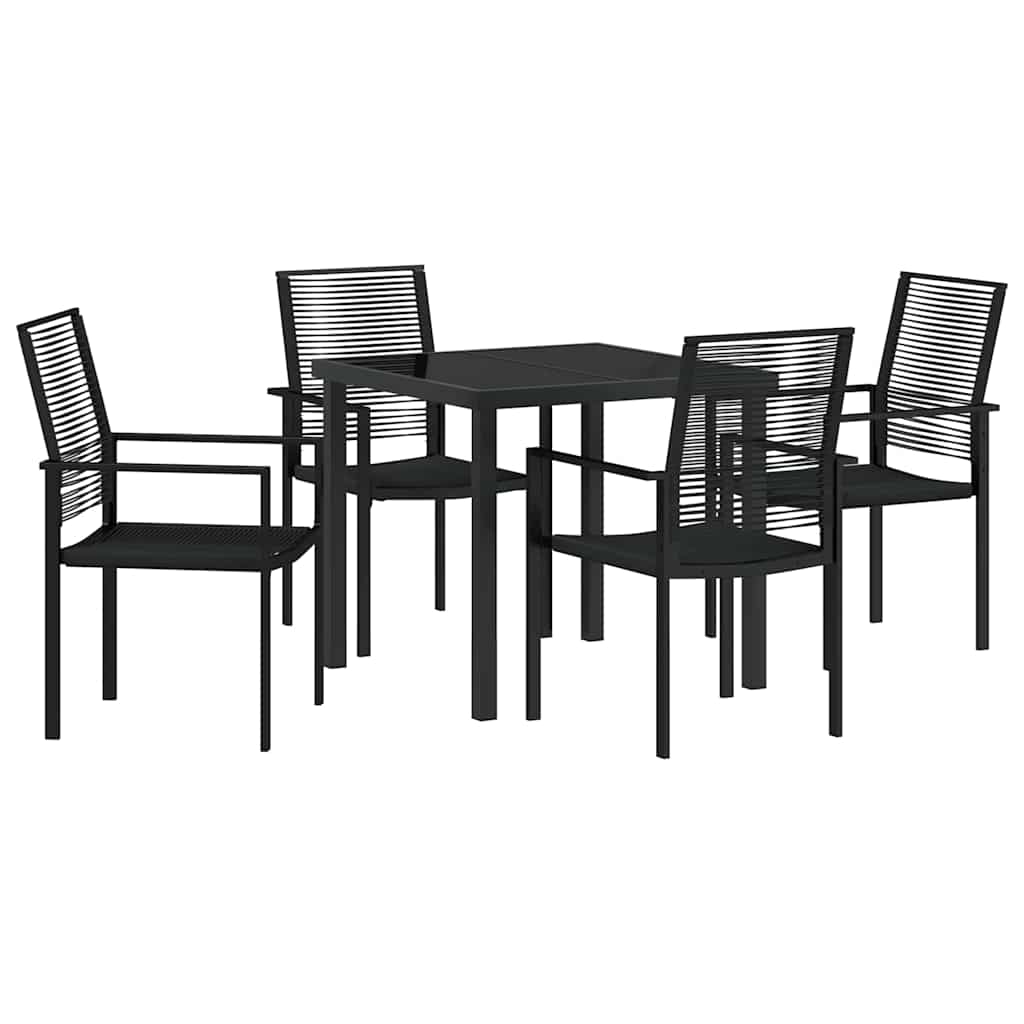 Garden Dining Set 5 pcs Black Powder-Coated Steel