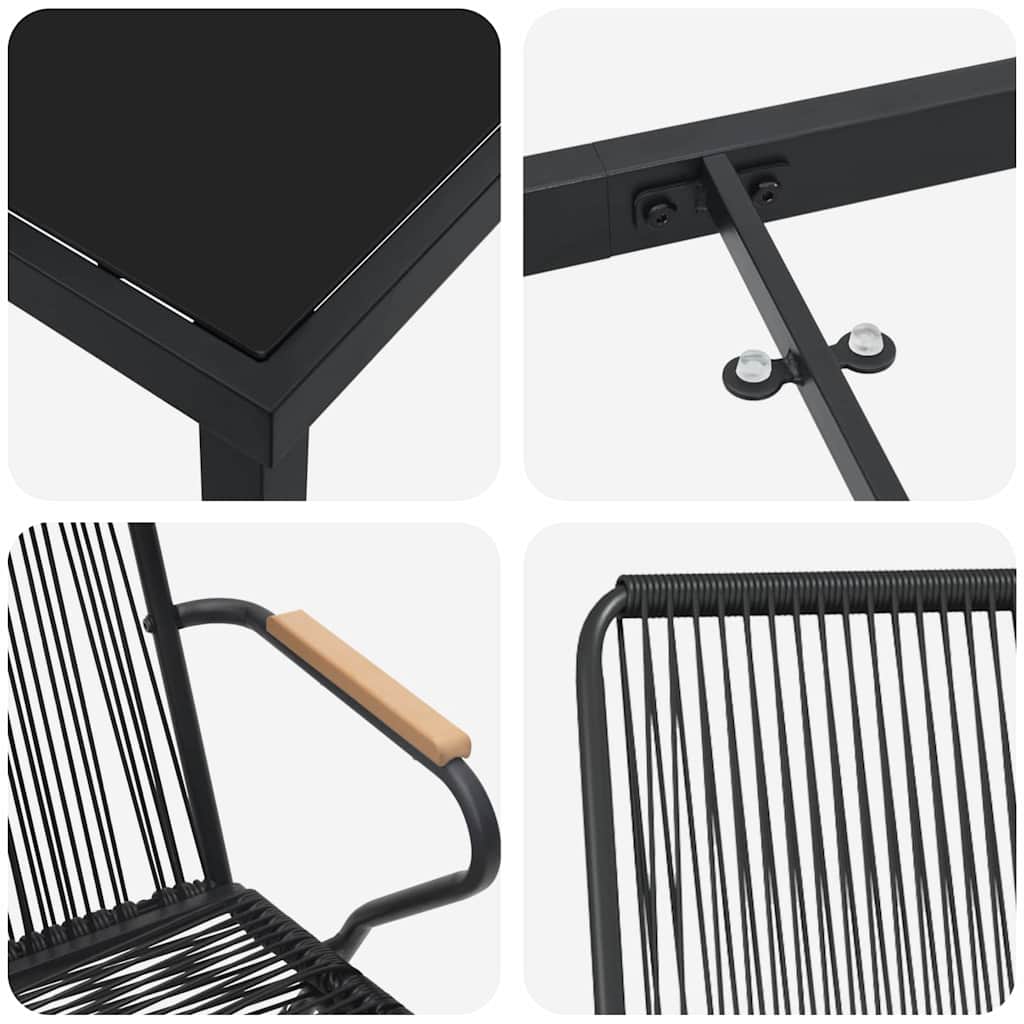 Garden Dining Set 5 pcs Black Powder-Coated Steel