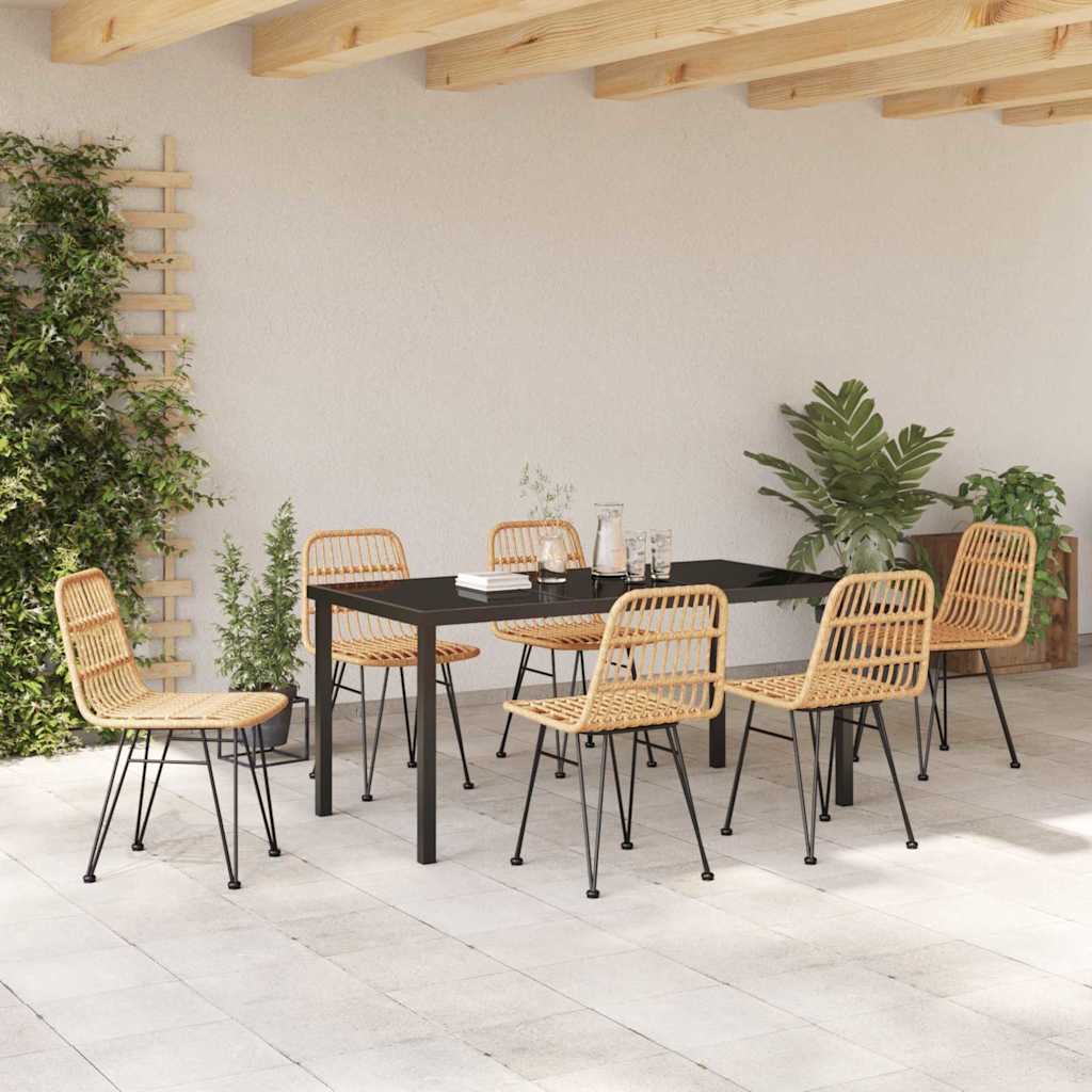 Garden Dining Set 7 pcs Brown Powder-Coated Steel