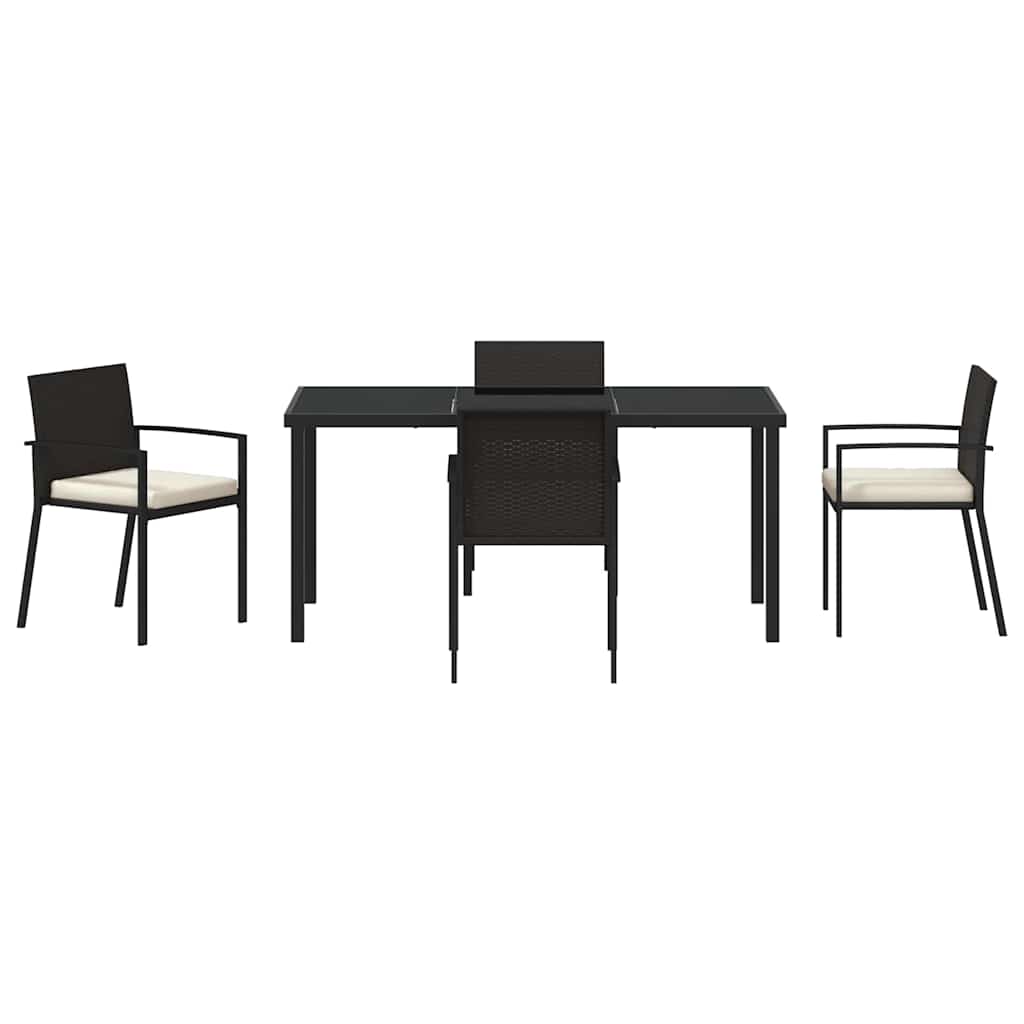 Garden Dining Set 5 pcs Black Powder-Coated Steel