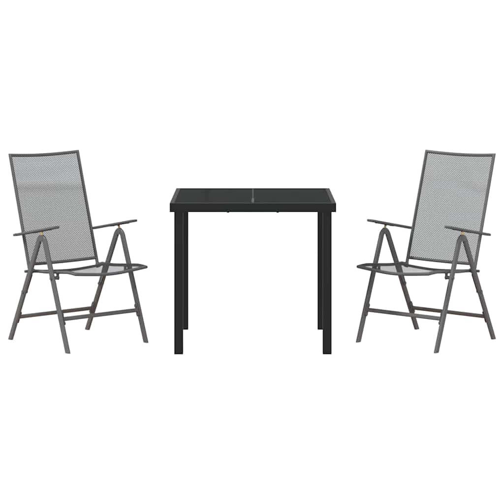 Garden Dining Set 3 pcs Anthracite Powder-Coated Steel