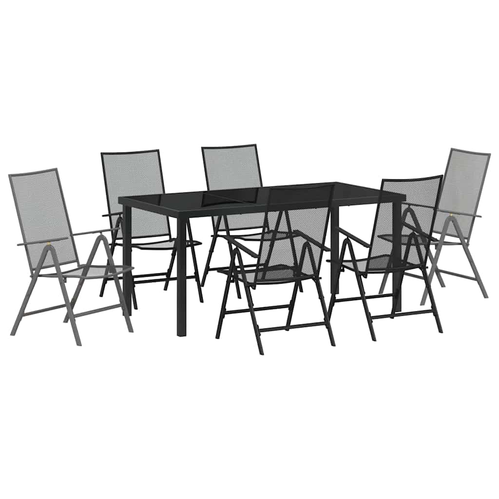 Garden Dining Set 7 pcs Anthracite Powder-Coated Steel
