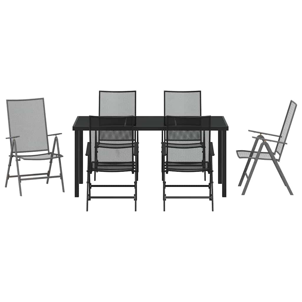 Garden Dining Set 7 pcs Anthracite Powder-Coated Steel