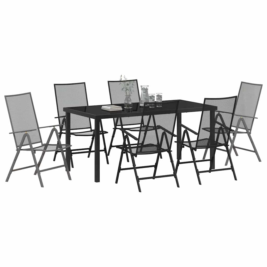 Garden Dining Set 7 pcs Anthracite Powder-Coated Steel