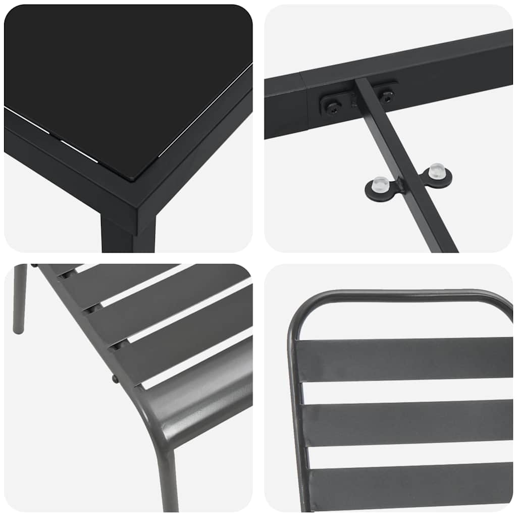 Garden Dining Set 3 pcs Anthracite Powder-Coated Steel
