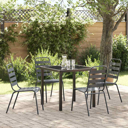 Garden Dining Set 5 pcs Anthracite Powder-Coated Steel