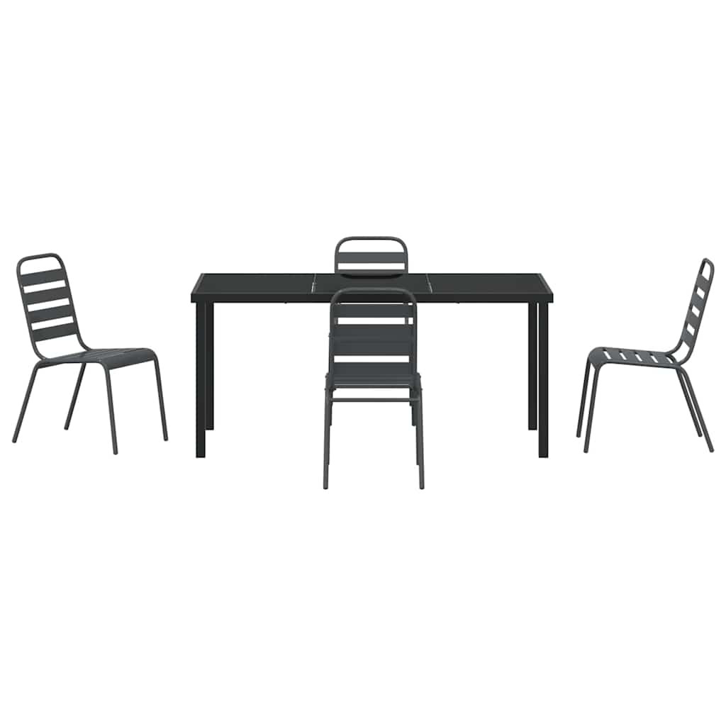 Garden Dining Set 5 pcs Anthracite Powder-Coated Steel