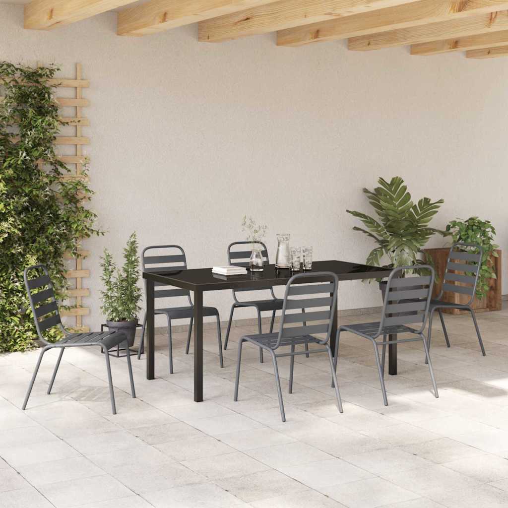 Garden Dining Set 7 pcs Anthracite Powder-Coated Steel