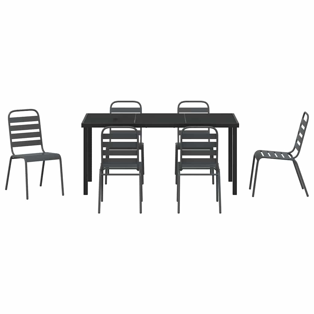 Garden Dining Set 7 pcs Anthracite Powder-Coated Steel