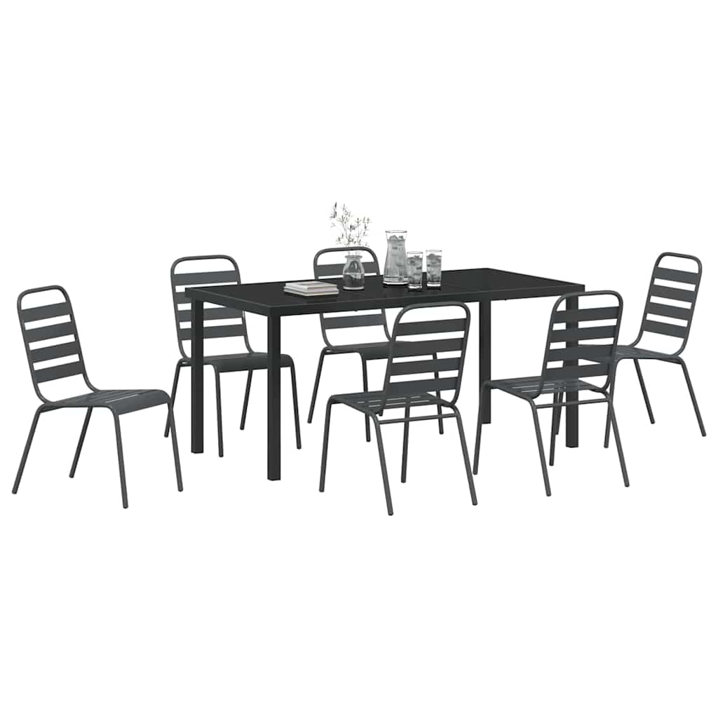 Garden Dining Set 7 pcs Anthracite Powder-Coated Steel