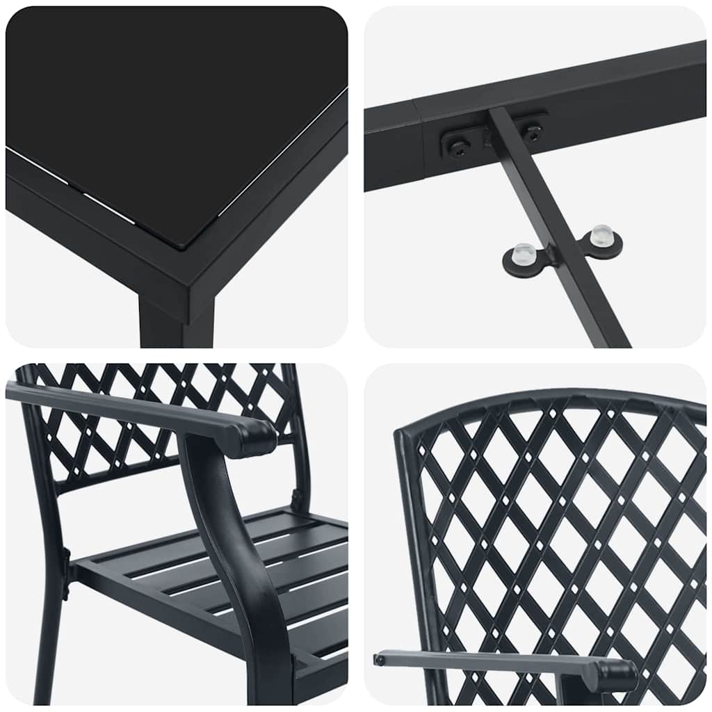 Garden Dining Set 5 pcs Anthracite Powder-Coated Steel