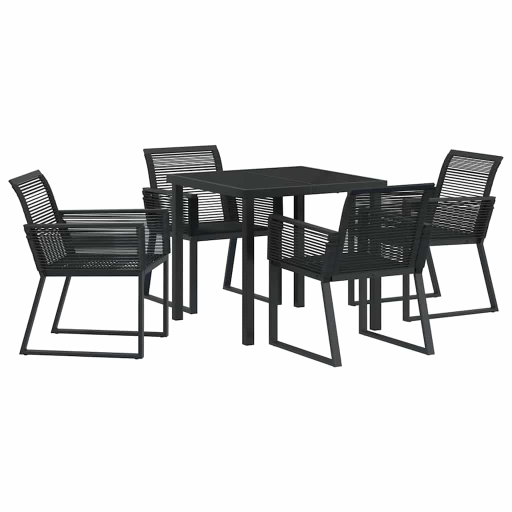 Garden Dining Set 5 pcs Black Powder-Coated Steel