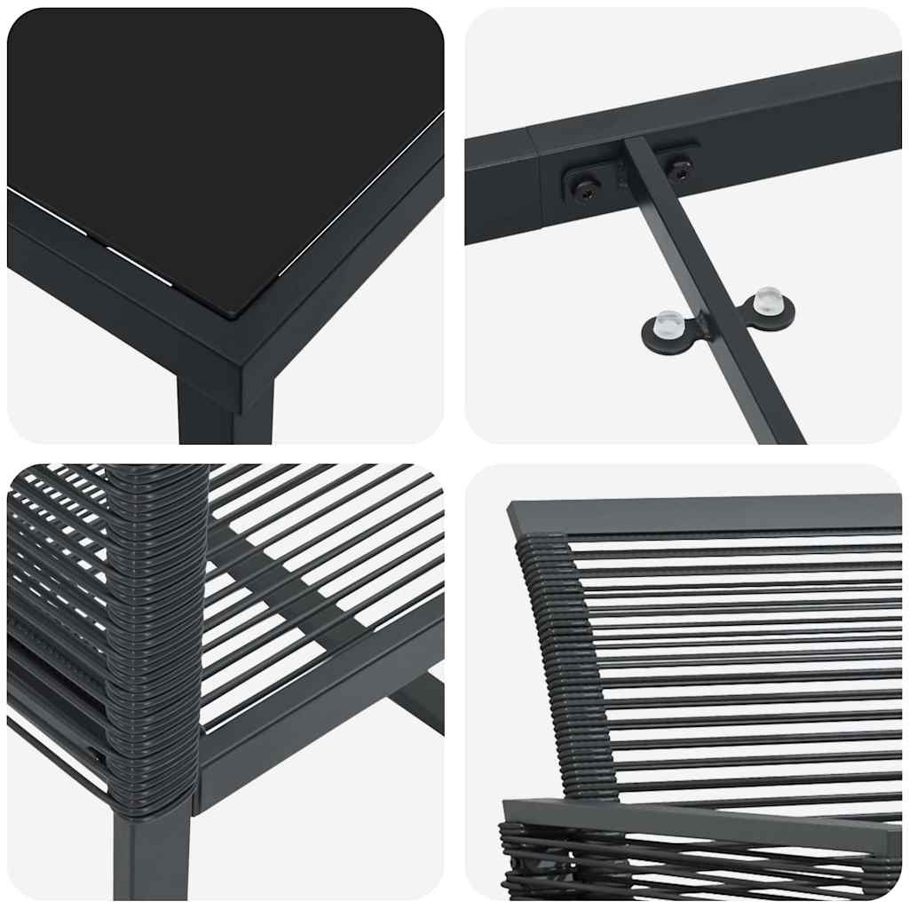 Garden Dining Set 5 pcs Black Powder-Coated Steel