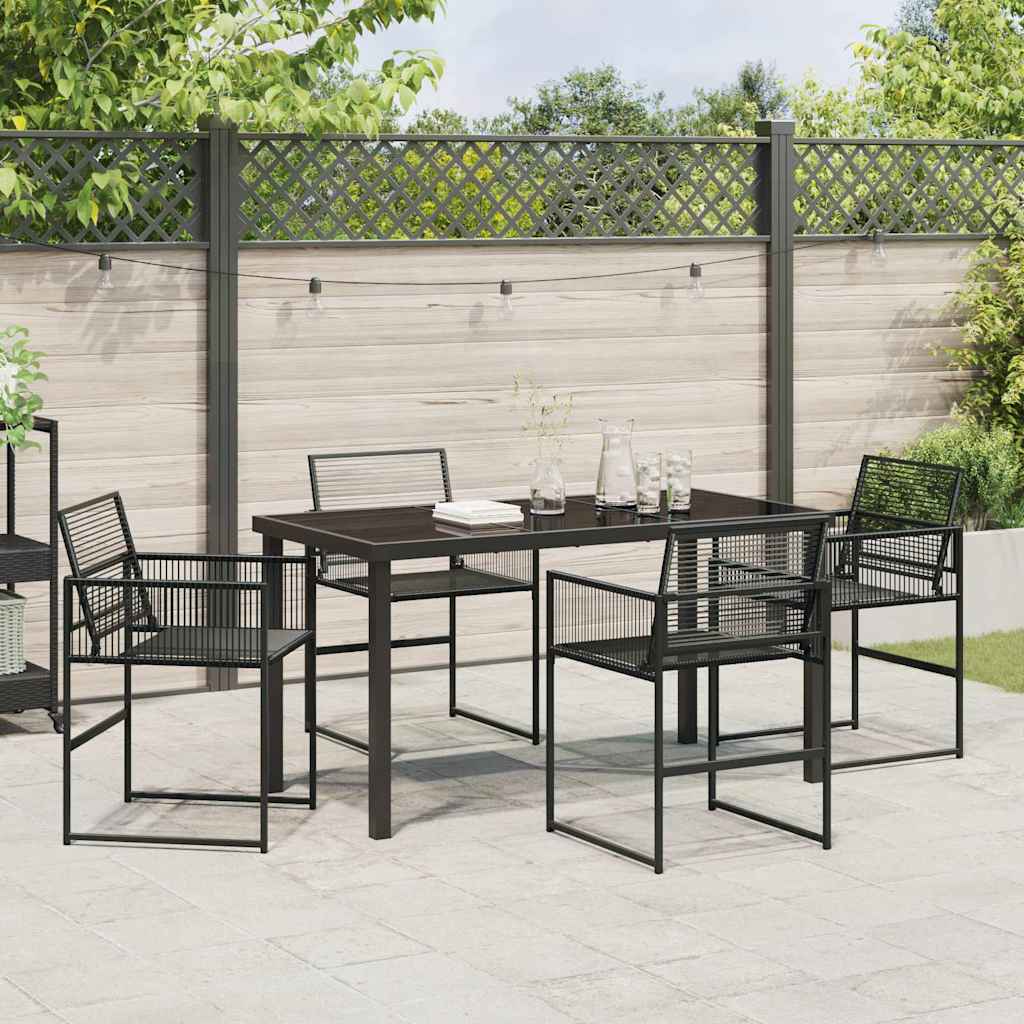 Garden Dining Set 5 pcs Black Poly Rattan