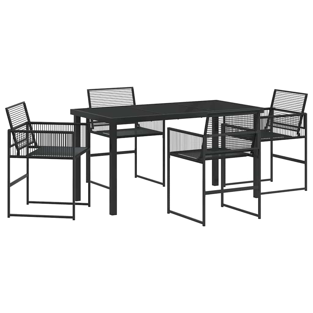 Garden Dining Set 5 pcs Black Poly Rattan
