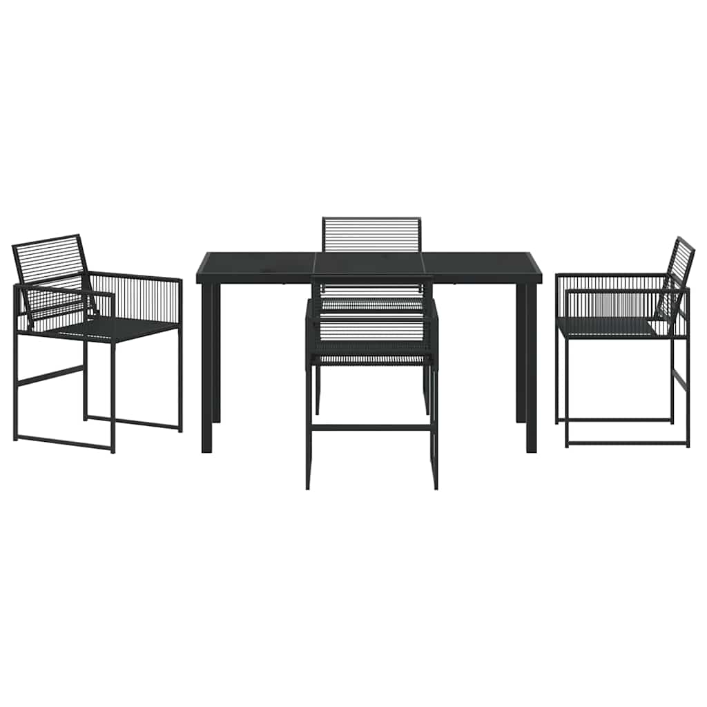 Garden Dining Set 5 pcs Black Poly Rattan