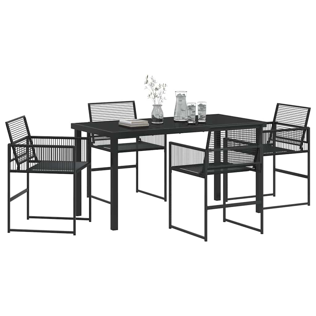 Garden Dining Set 5 pcs Black Poly Rattan