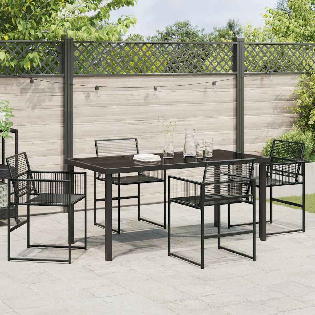 Garden Dining Set 5 pcs Black Poly Rattan