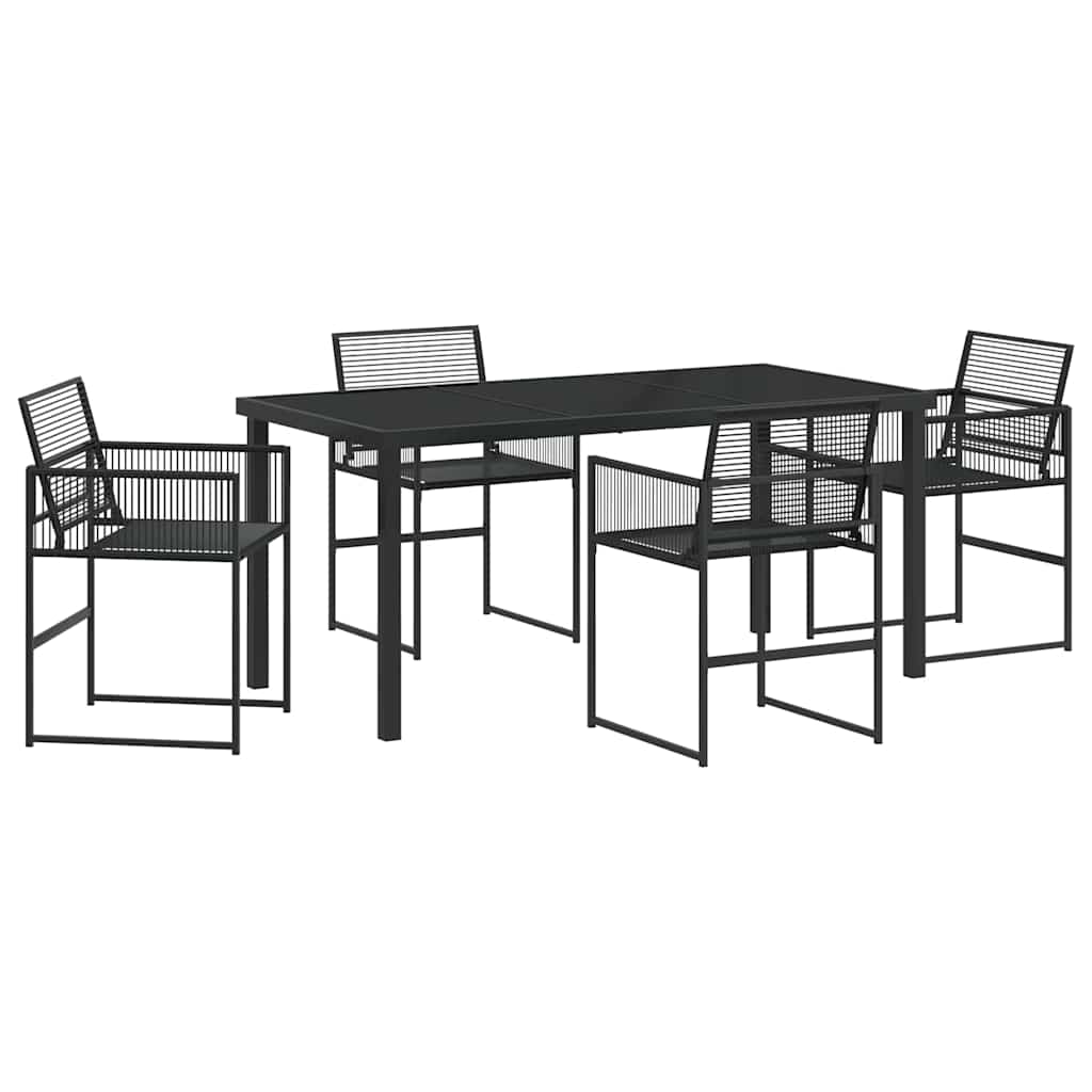 Garden Dining Set 5 pcs Black Poly Rattan
