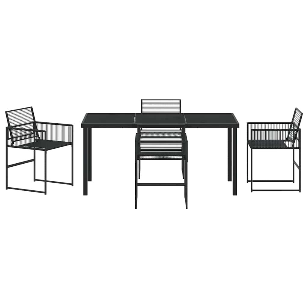Garden Dining Set 5 pcs Black Poly Rattan