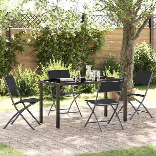 Garden Dining Set 5 pcs Black Powder-Coated Steel