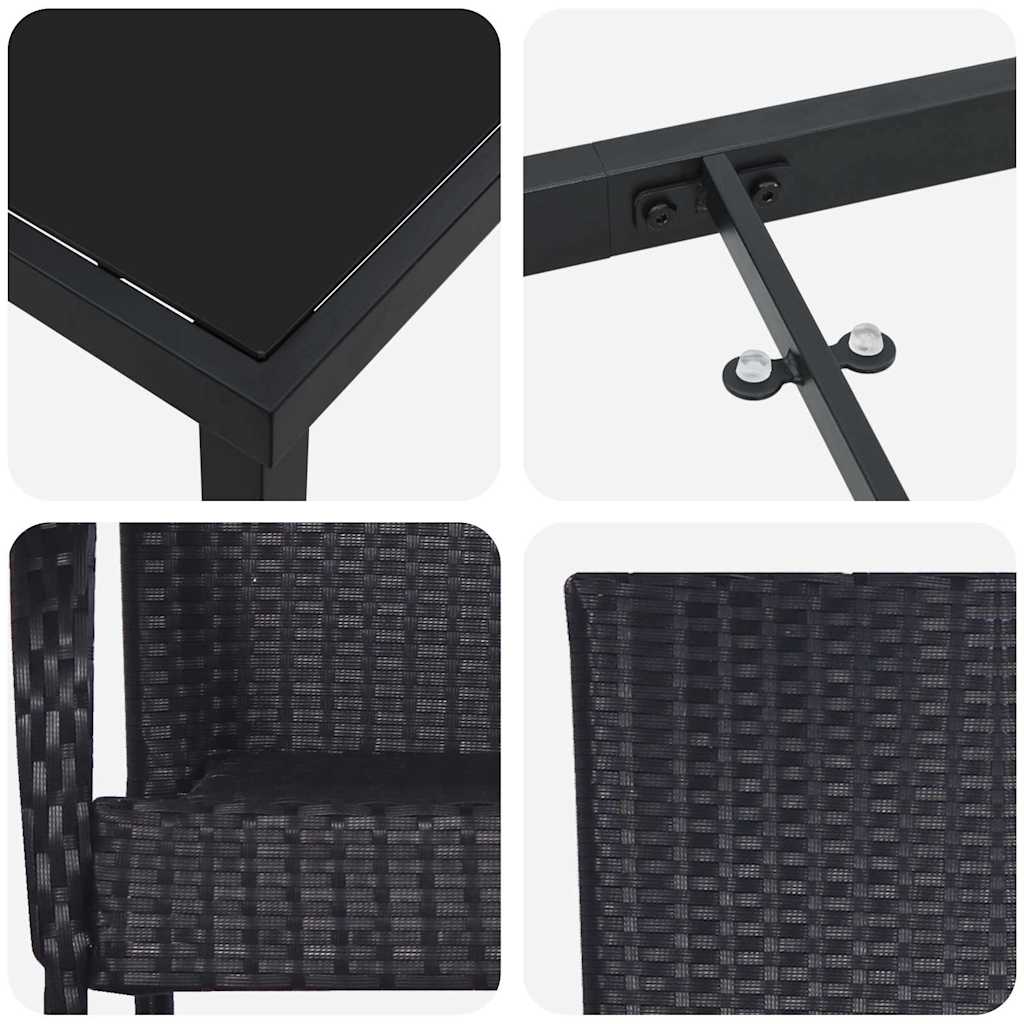 Garden Dining Set 5 pcs Black Powder-Coated Steel