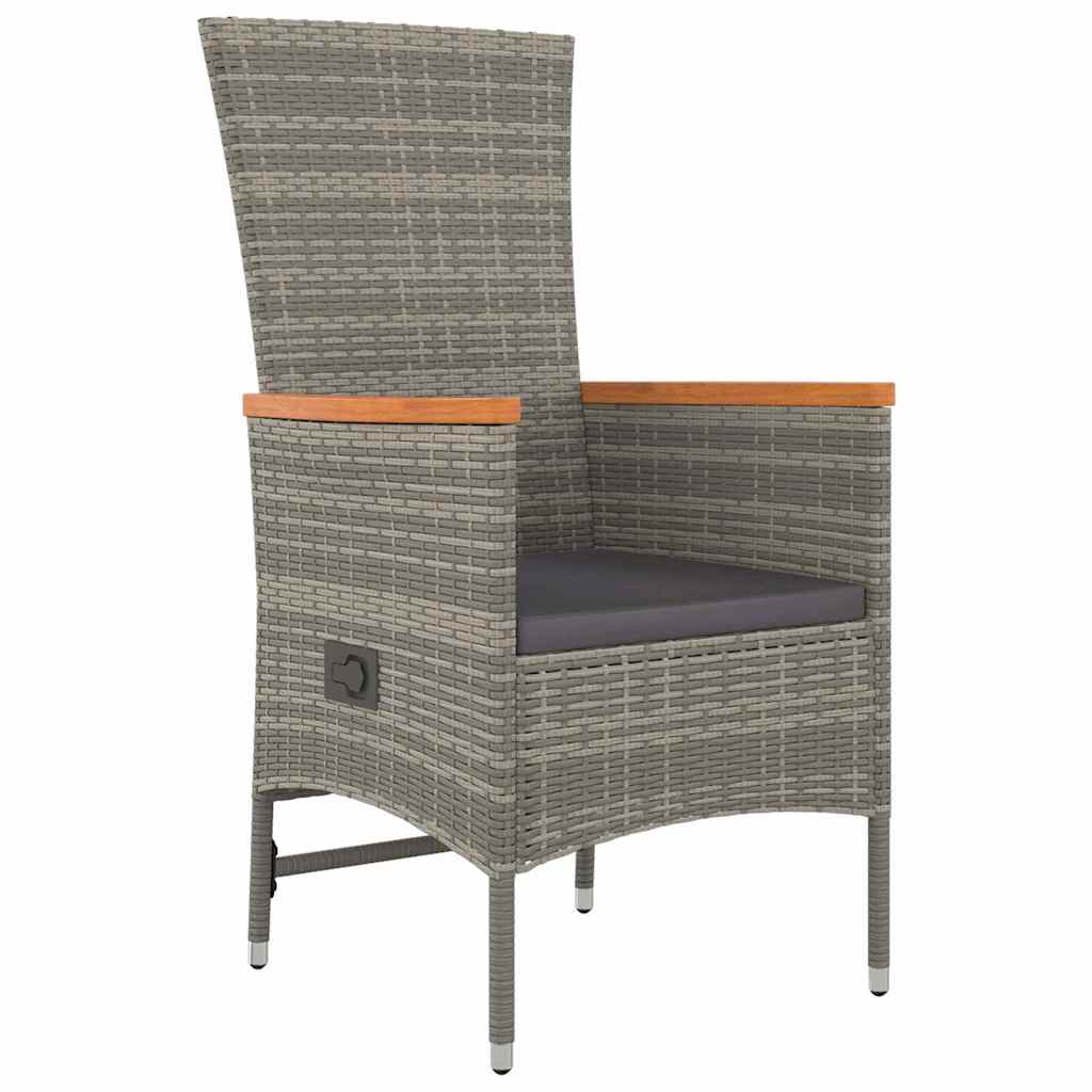 Garden Dining Set with Cushion 3 pcs Grey Poly Rattan