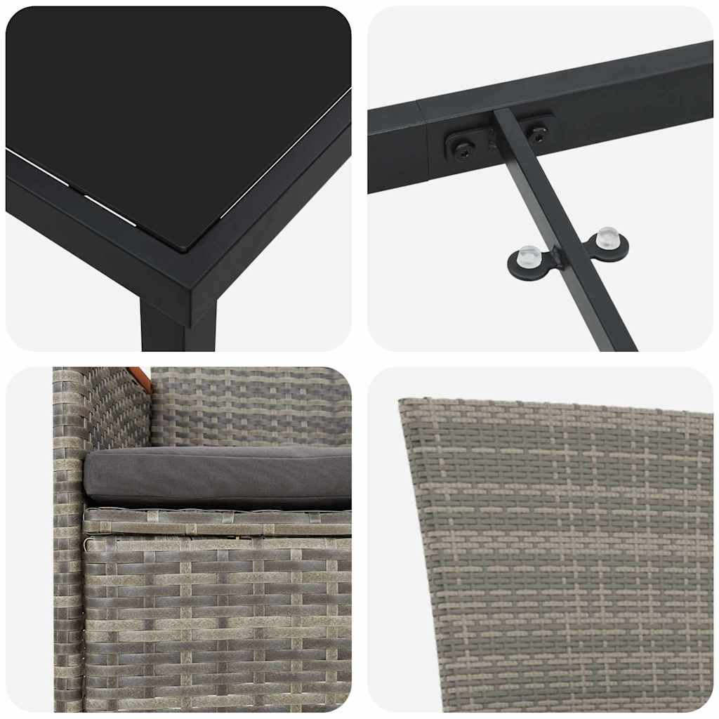 Garden Dining Set with Cushion 5 pcs Grey Poly Rattan