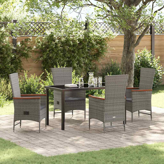 Garden Dining Set 5 pcs Grey Poly Rattan