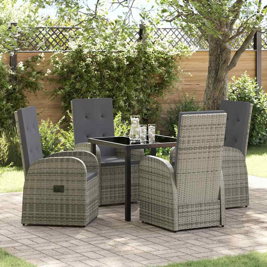 Garden Dining Set 5 pcs Grey Poly Rattan