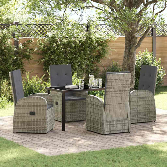 Garden Dining Set 5 pcs Grey Poly Rattan