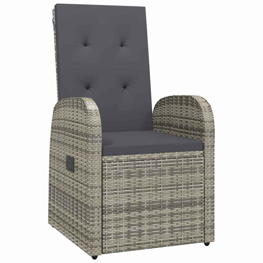 Garden Dining Set with Cushion 5 pcs Grey Poly Rattan