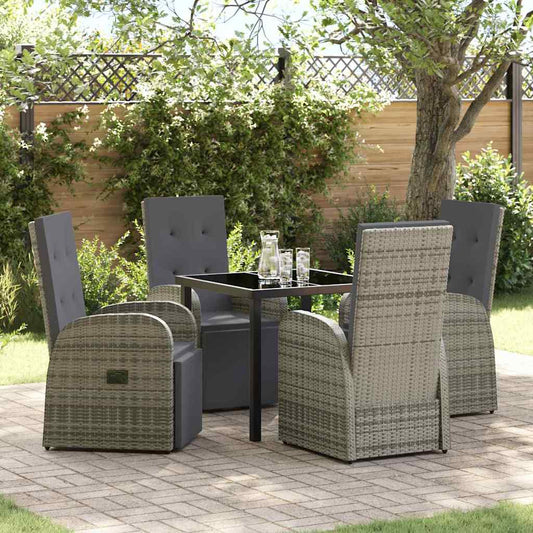 Garden Dining Set 5 pcs Grey Poly Rattan
