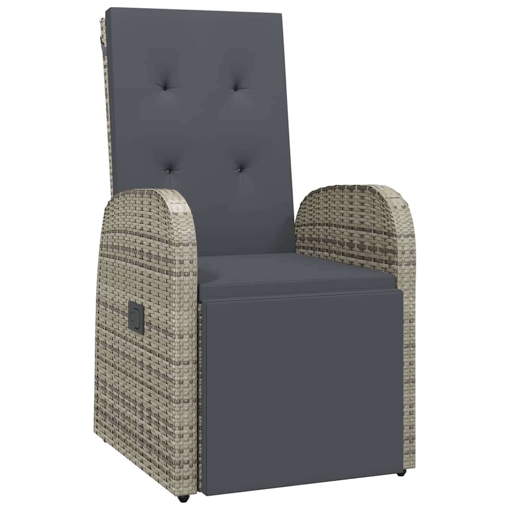 Garden Dining Set with Cushion 5 pcs Grey Poly Rattan