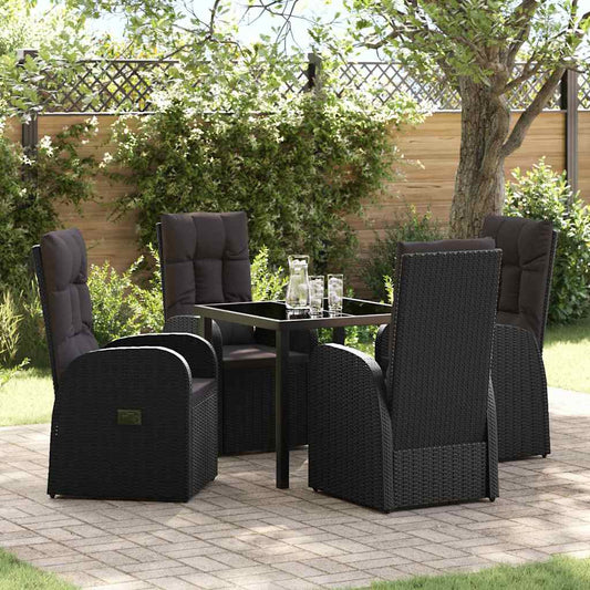 Garden Dining Set 5 pcs Black Poly Rattan