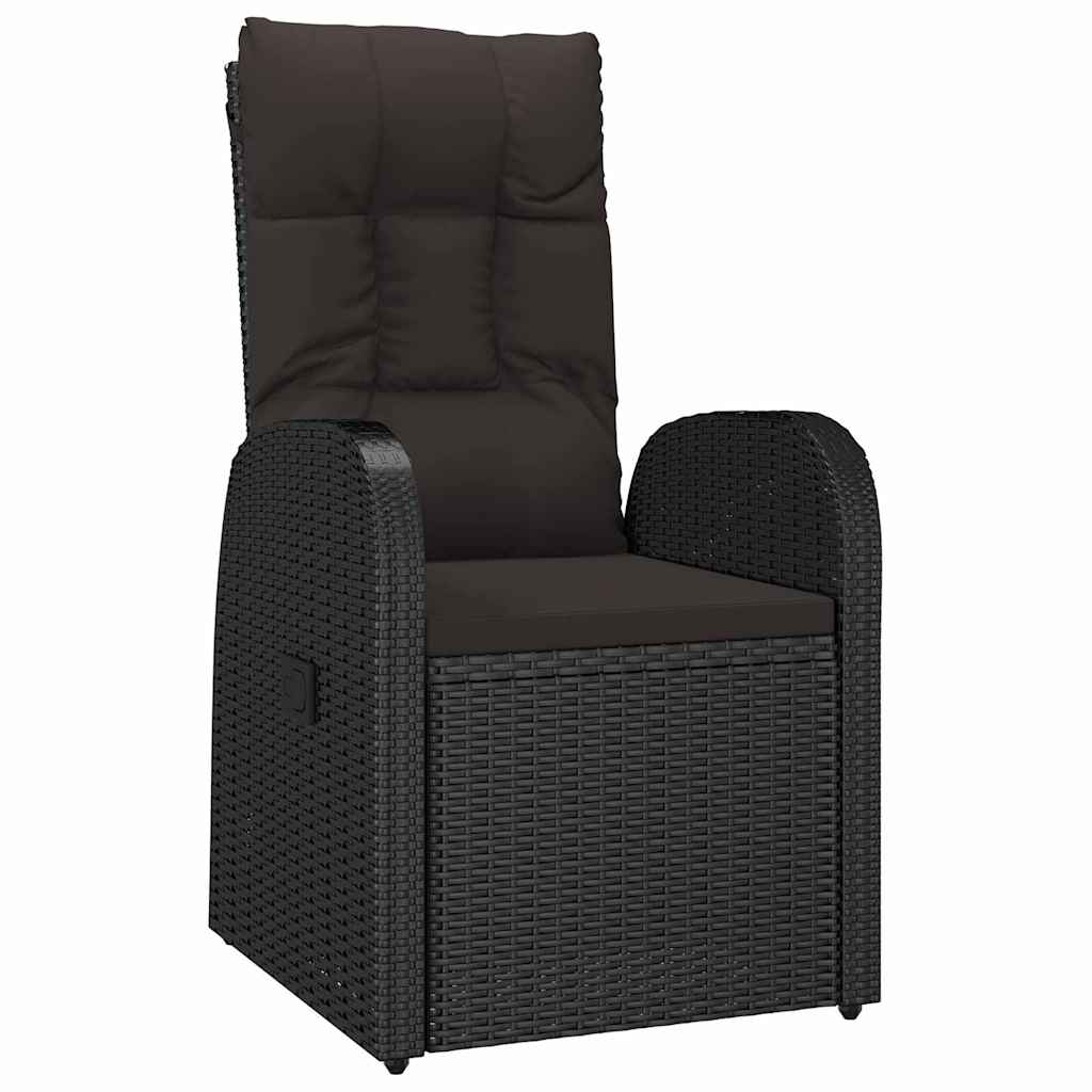 Garden Dining Set with Cushion 5 pcs Black Poly Rattan