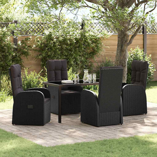 Garden Dining Set 5 pcs Black Poly Rattan