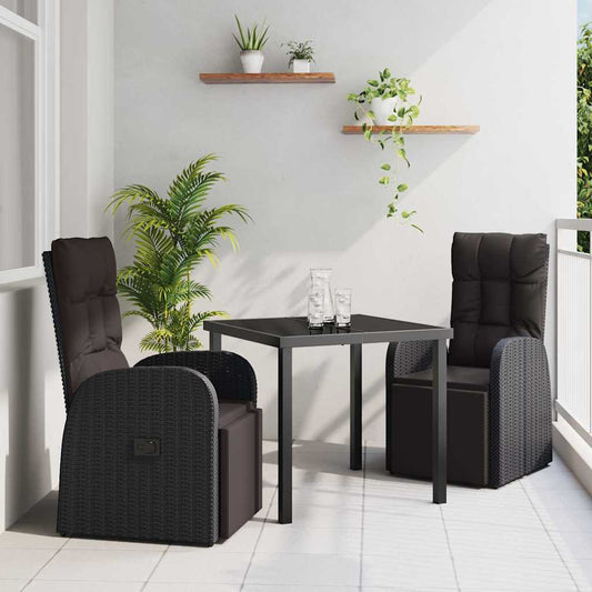 Garden Dining Set 3 pcs Black Poly Rattan