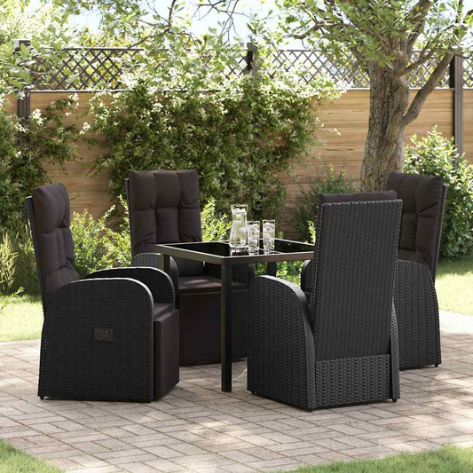 Garden Dining Set 5 pcs Black Poly Rattan