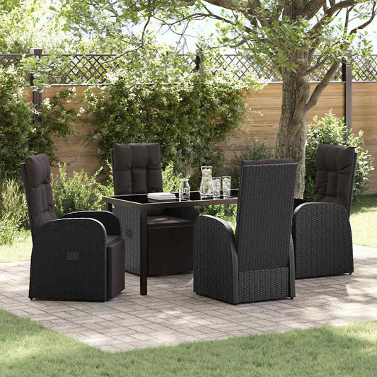 Garden Dining Set 5 pcs Black Poly Rattan