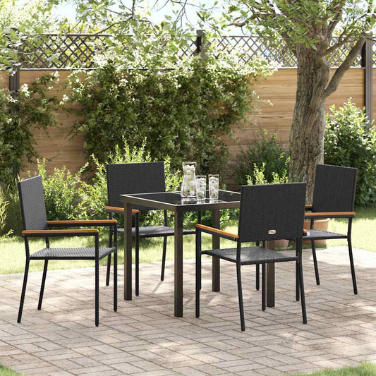 Garden Dining Set 5 pcs Black Poly Rattan