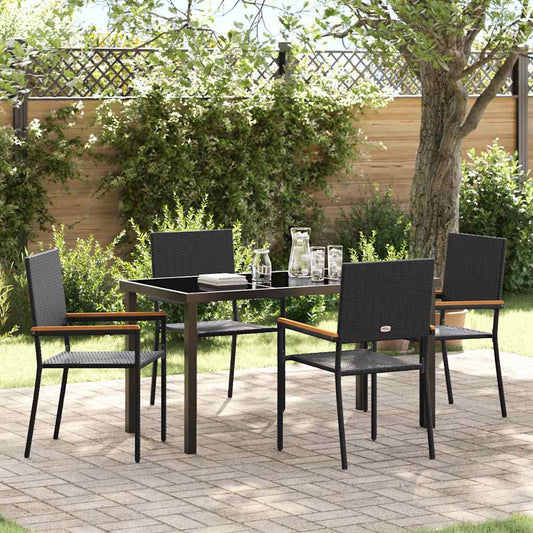 Garden Dining Set 5 pcs Black Poly Rattan