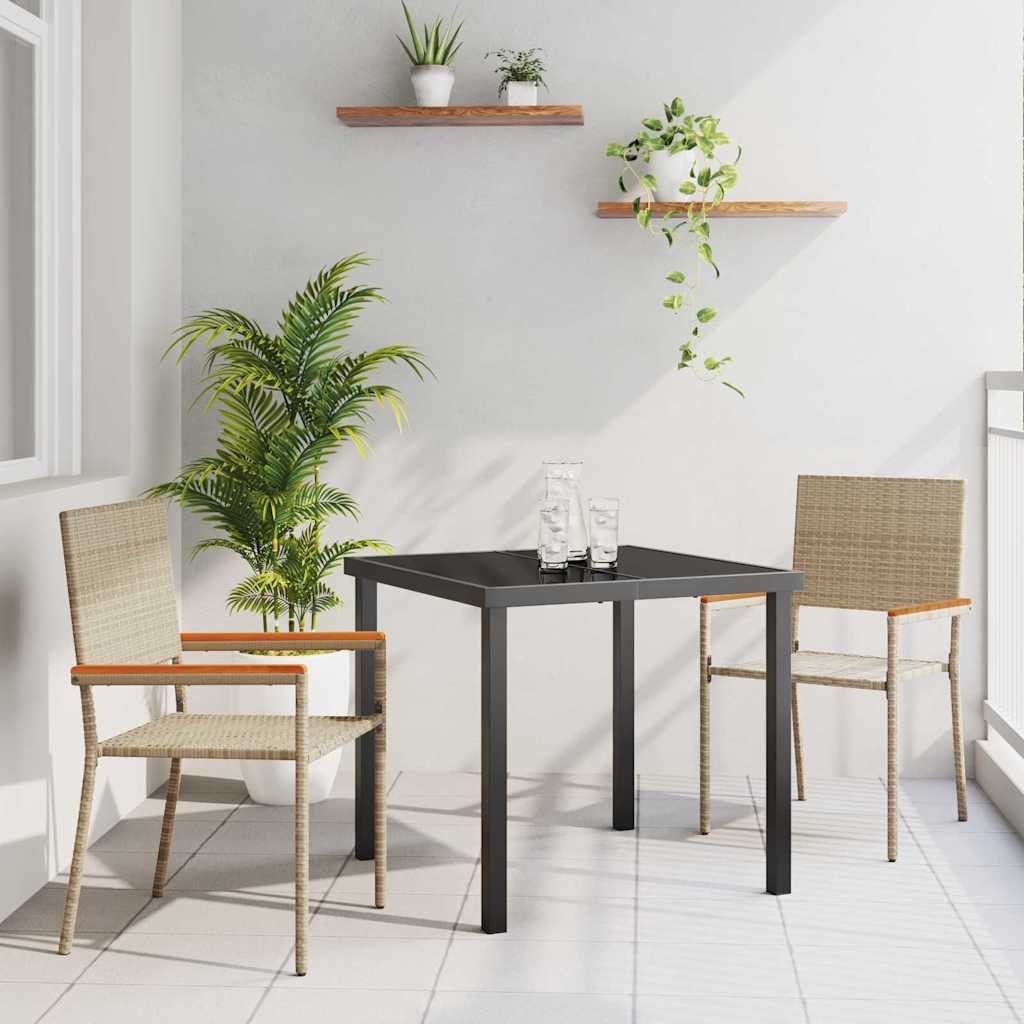 Garden Dining Set with Cushion 3 pcs Beige Poly Rattan