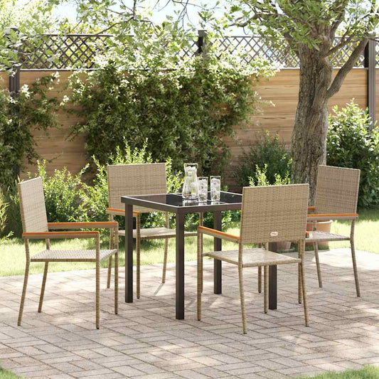 Garden Dining Set 5 pcs Beige Poly Rattan