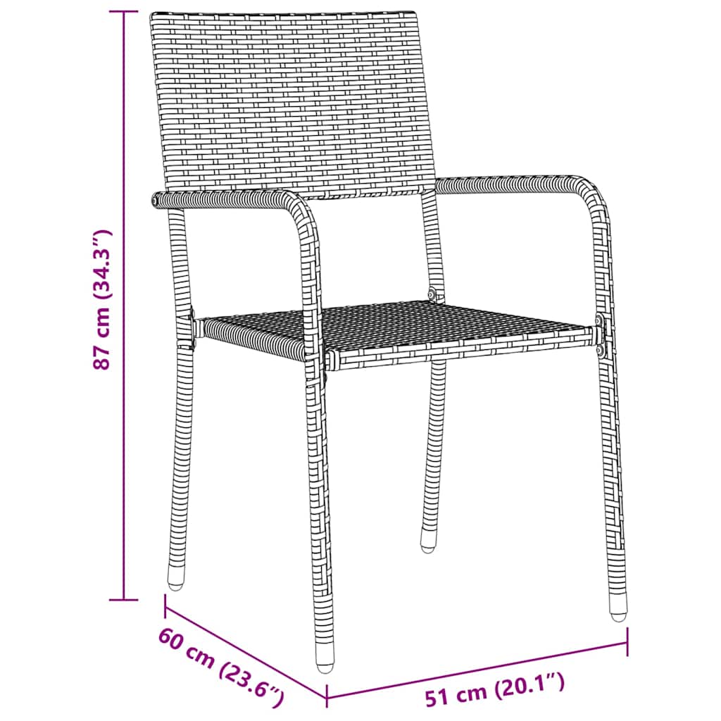Garden Dining Set with Cushion 3 pcs Grey Poly Rattan